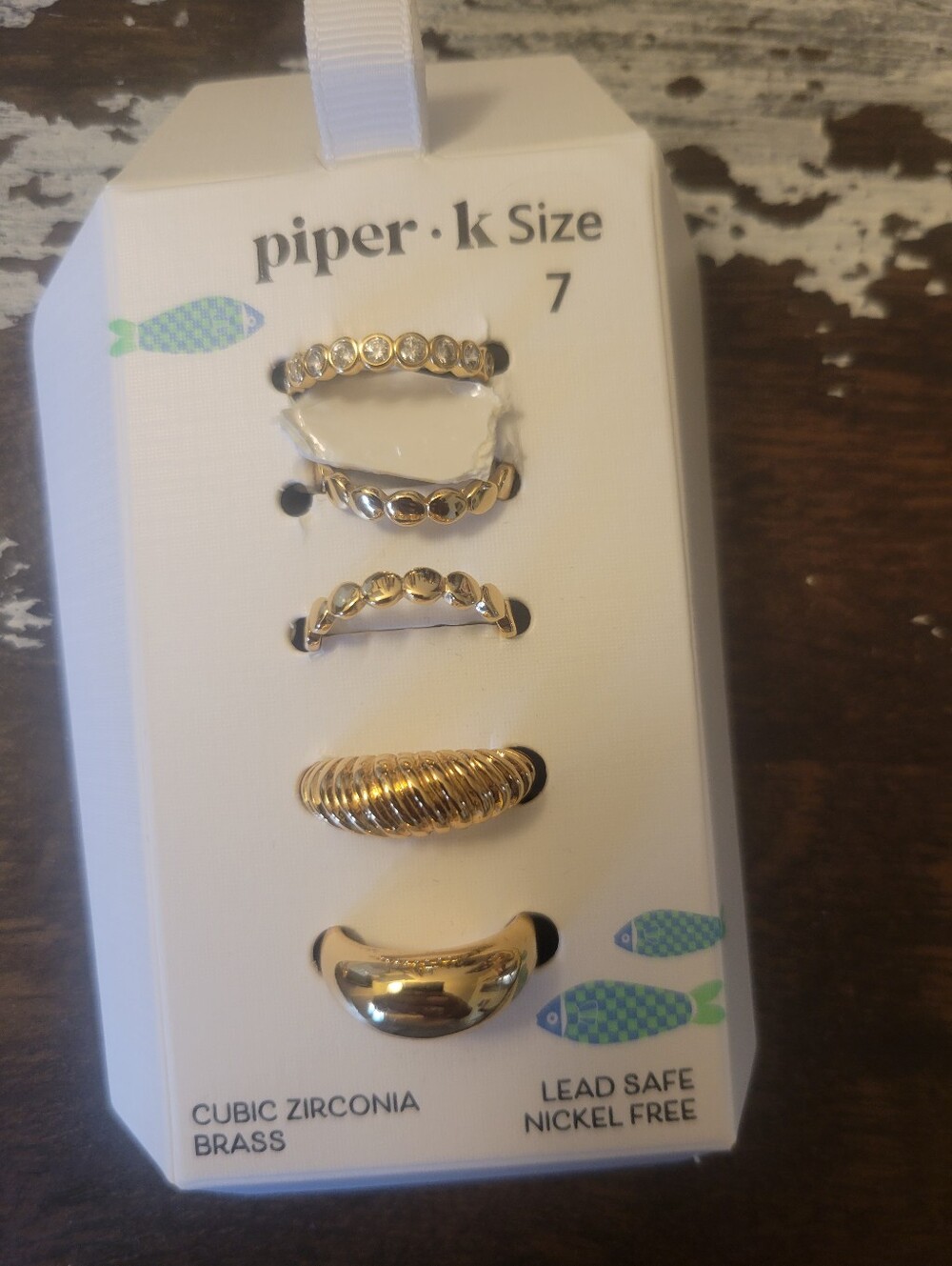 Piper K Gold Stackable Rings Set - Size 7 - Picture 2 of 2